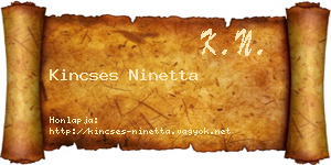 Kincses Ninetta névjegykártya